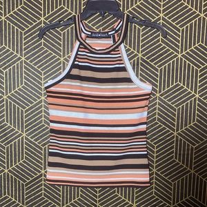 Derek Heart Large Striped Halter Top
